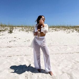 SKIMS White Sheer Wide Leg Pants